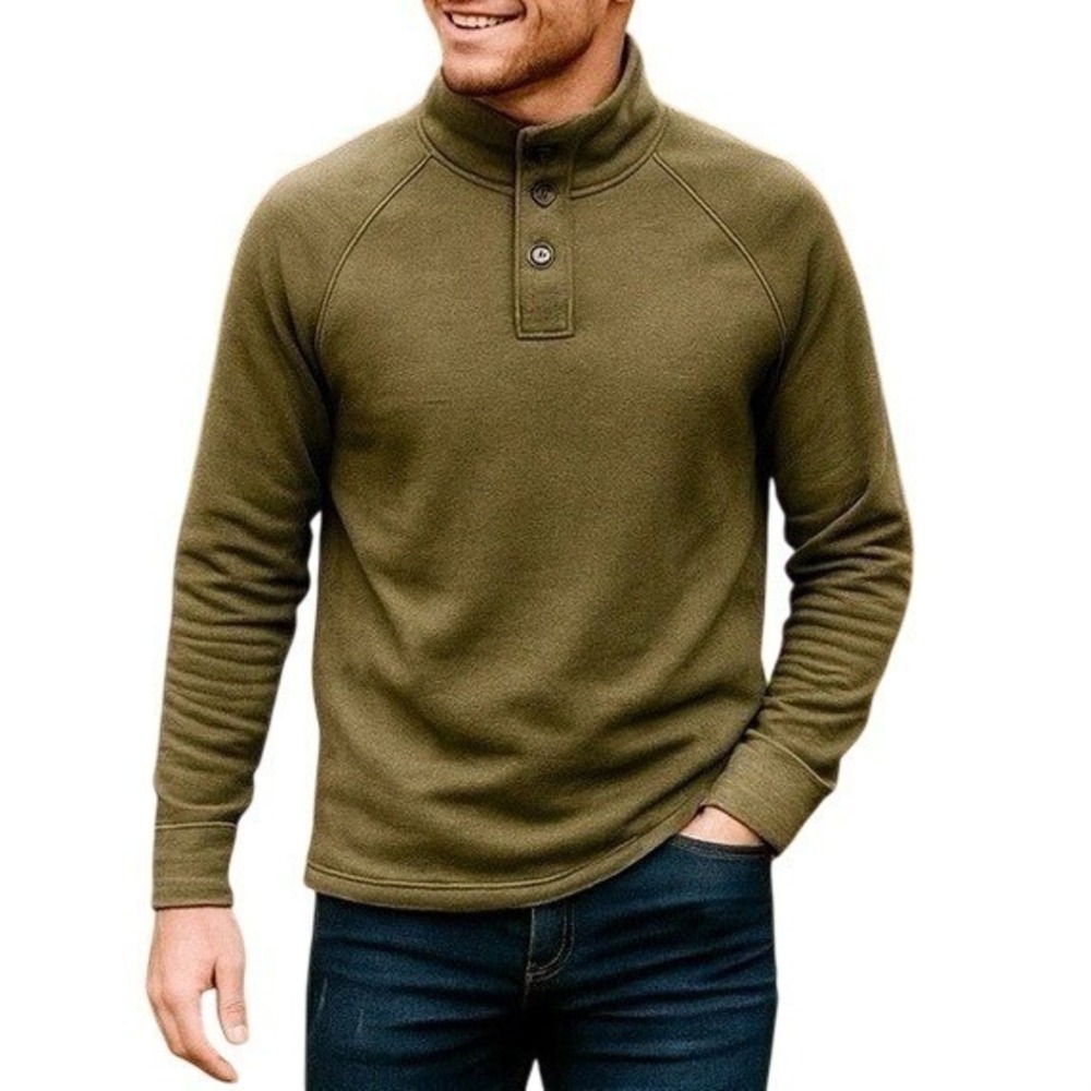 Gap Army Green Quarter Button Down Sweater Pullover